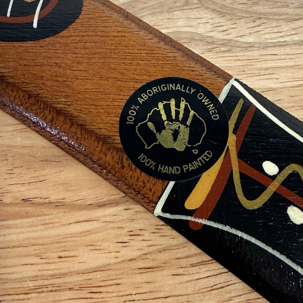Australian Aboriginal Hand Painted Boomarang 14" Joe Skeen Indigenous Art Wood - Picture 5 of 10